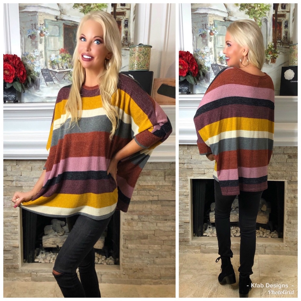 ❤️LAST 1! Brushed Fabric Multi Stripe Tunic! - Picture 7 of 8